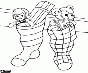 Pintar Mitjons penjats amb els regals de Nadal