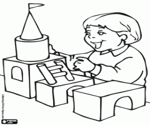 Pintar El nen i el joc de construcció