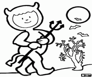 Pintar Un nen petit amb vestit de diable