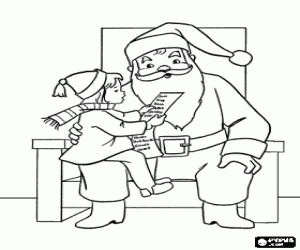 Pintar Una nena petita amb Santa Claus