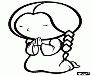 Pintar La nena en la posició d'oració