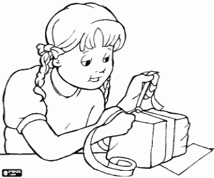 Pintar La nena prepara un regal per la mama