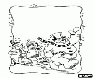 Pintar Ninot de neu i nens caminant