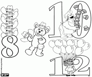Pintar Nombres parells 8, 10, 12 de Sesame Street