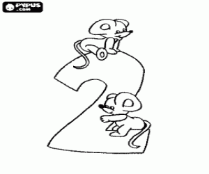 Pintar Número 2 amb dos ratolins