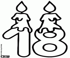 Pintar El número divuit amb espelmes