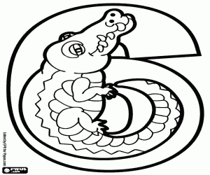 Pintar Número sis, un cocodril