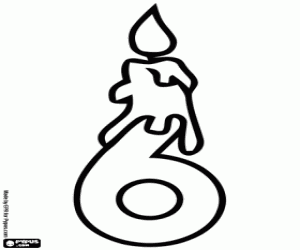 Pintar Número sis i espelma d'aniversari