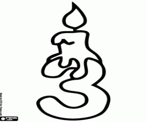 Pintar Número tres amb una espelma d'aniversari