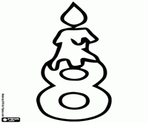 Pintar Número vuit amb espelma d'aniversari