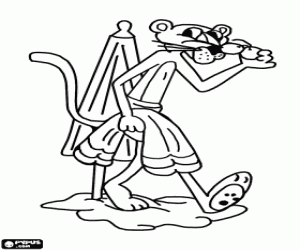 Pintar La Pantera Rosa gaudint de la platja