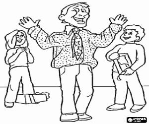 Pintar Un pare feliç amb el regal