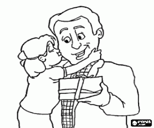 Pintar Pare de la filla, petó i regal