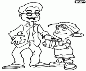 Pintar Pare rebent un regal del seu fill