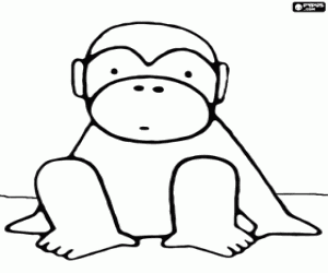 Pintar Petit mico assegut a terra