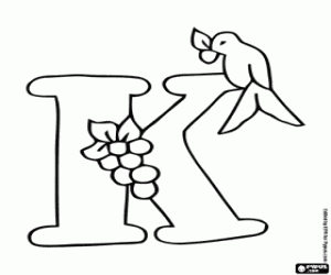 Pintar Un petit ocell i fruits amb la lletra K