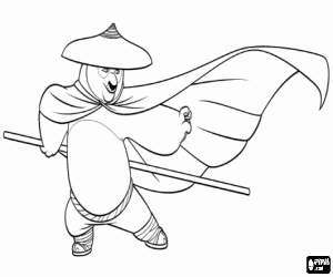 Pintar Po el panda amb barret i bastó