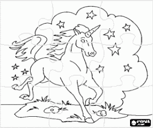 Pintar Puzle d'un unicorn