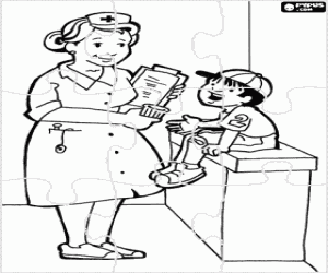 Pintar Puzle de la infermera i el nen