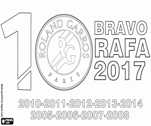 Pintar Rafa Nadal, 10 títols de Roland Garros