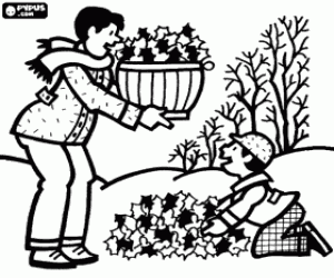 Pintar Recollida de fulles seques de tardor