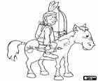 Indi muntat a cavall amb les seves pintures de guerra i el seu arc i fletxes