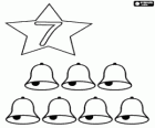 Nombre 7 dins d'una estrella amb set campanes