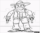 Puzle de cowboy armat o pistoler amb dos revòlvers preparat per a un duel