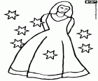 Princesa amb un vestit llarg i envoltada d'estrelles