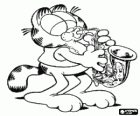 El gat Garfield tocant la trompeta