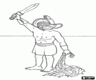Gladiador amb la seva espasa, saluda el públic a l'amfiteatre