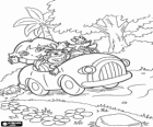Dora i els seus amics en un petit automòbil per la selva