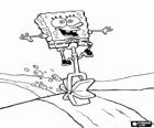 Bob Esponja muntant en un monocicle, vehicle d'una sola roda