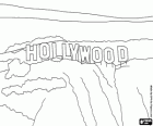 El famós cartell Hollywood amb les gegantines lletres sobre el turó a Los Angeles, Califòrnia