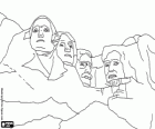 Els colossals bustos dels presidents Washington, Jefferson, Roosevelt, i Lincoln tallats en una muntanya de granit, el memorial nacional Mont Rushmore a Dakota del Sud