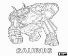 Saurus és un bakugan humanoide triceratops
