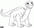 Una cria de Apatosauro anomenat Littlefoot és un dels protagonistes de la pel lícula A la recerca de la vall encantat o La terra abans del temps