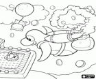Pingüí volant amb una motxilla propulsora en un joc del Club Penguin