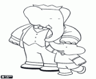 Babar, el rei dels elefants amb la corona al cap amb un petit elefant