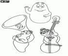 L'Orquestra Barbapapa, els Barbapapa pot ser la forma desitjada, per exemple, un trombó o un violoncel