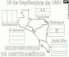 Independència de Centreamèrica, 15 de setembre de 1821. Commemoració de la Independència d'Espanya dels actuals països de Guatemala, Hondures, El Salvador, Nicaragua i Costa Rica