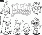 Tots els monstres de Moshi Monsters: Furi, Katsuma, Poppet, Zommer, Luvli, Diavlo
