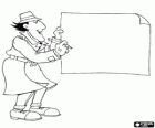 L'Inspector Gadget amb un llapis i un full gran de paper