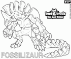 Fossilizaur, última evolució. Invizimals The Lost Tribes. Invizimal que viu en coves i per sobreviure canvia de color de la pell a voluntat
