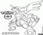 Zekrom, llegendari Pokémon, Drac / Electric. Mascota de Pokémon Blanc