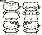 La família de Hello Kitty, la seva mare, el seu pare i la seva germana bessona Mimmy