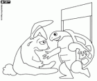 La llebre i la tortuga. La tortuga i la llebre al final de la cursa