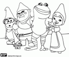 Julieta, Nanette, Tybalt, París i un Goon. Personatges de Gnomeu i Julieta