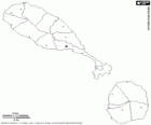 Mapa de la Federació de Saint Christopher i Nevis. Capital: Basseterre. Aquestes dos Illes del Carib són el país més petit d'Amèrica