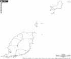 Mapa de Grenada. Capital: Saint George's. País insular del Carib, el segon país més petit d'Amèrica